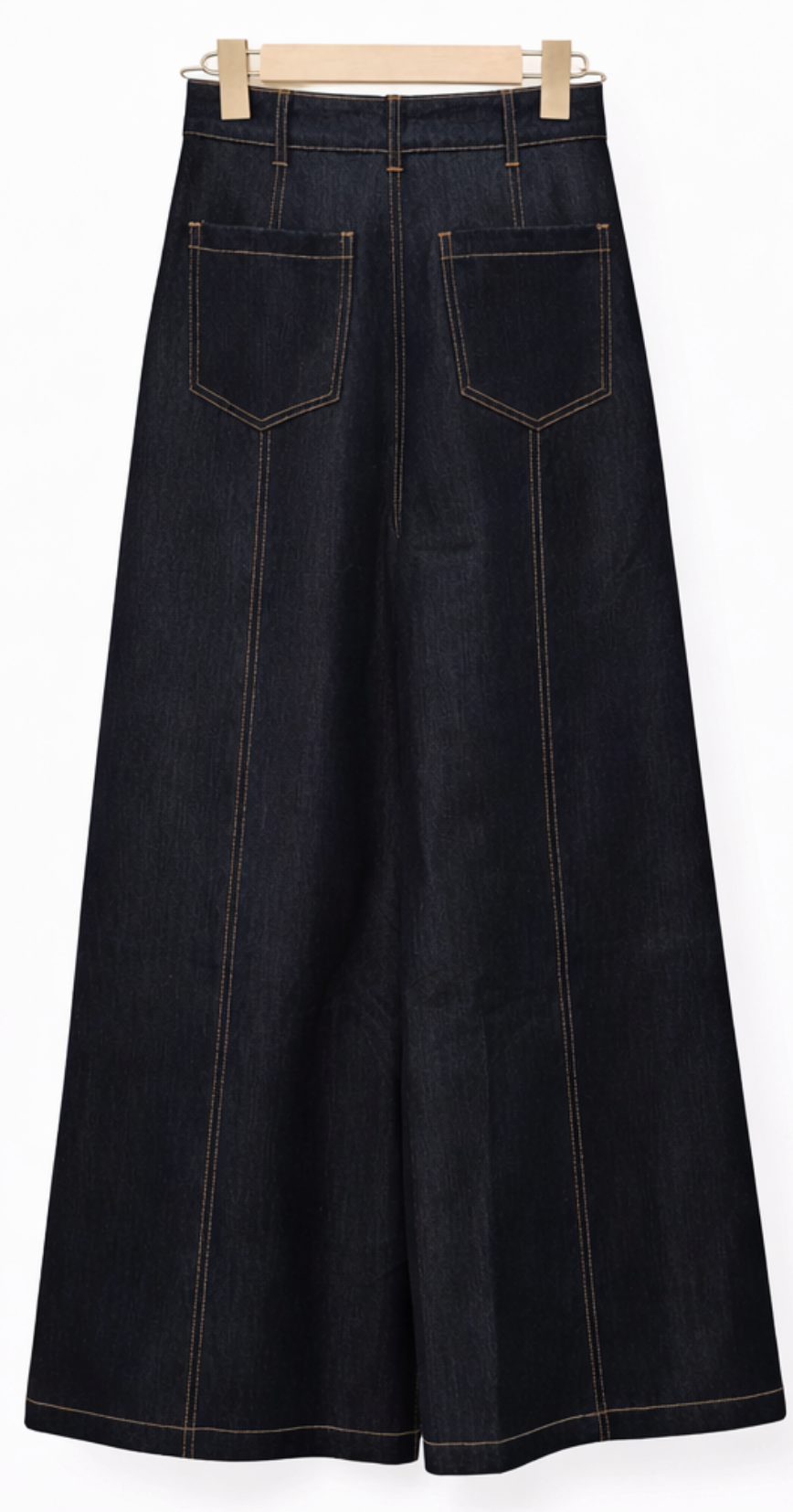 Contrast stitch wide leg casual pants