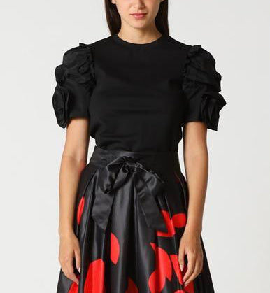 Flower Ruffle short sleeves solid top
