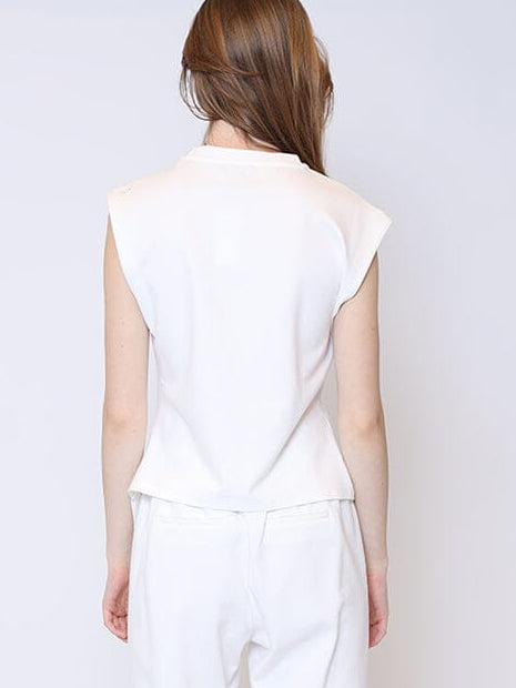 Sleeveless Pinched Front Sharp Asymmetrical Top