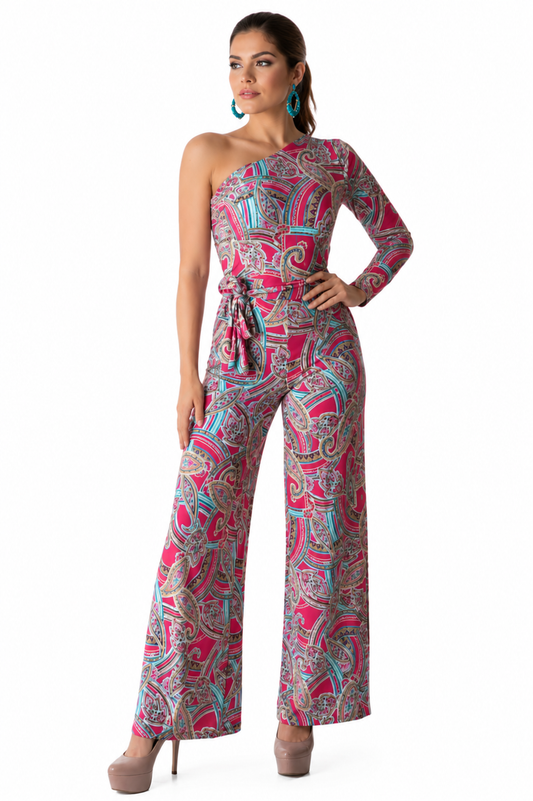 Jumpsuit un Hombro rosa