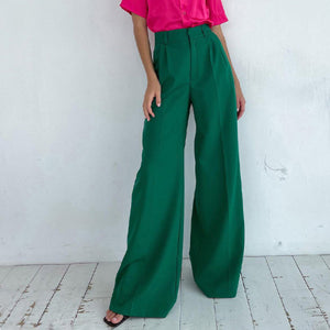 Women high waist wide leg pant