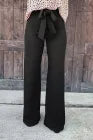 High waist front tie flare pants