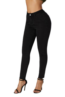 BLACK SEAMEDCROPPED JEANS